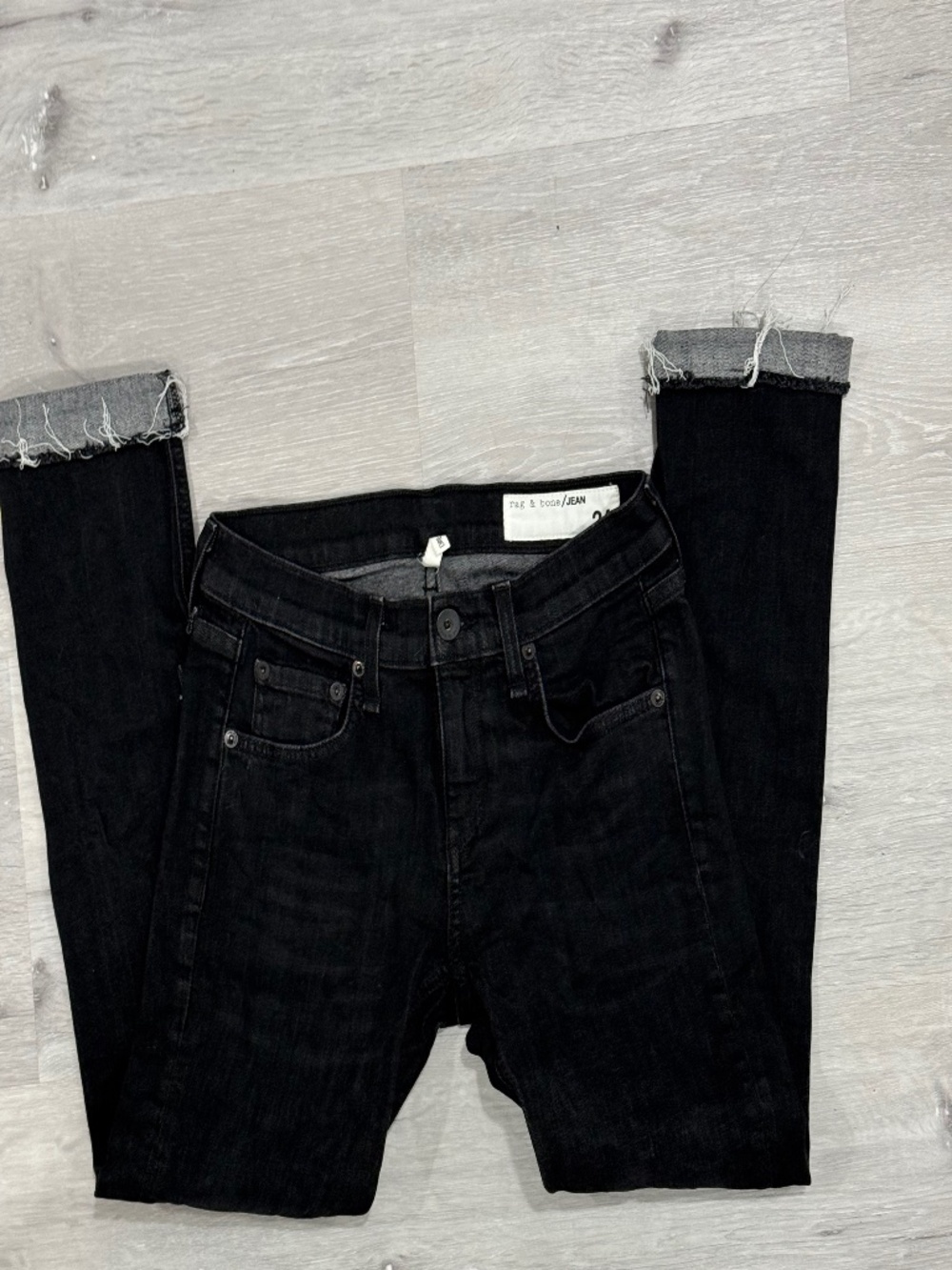 Rag & Bone Dre Capri Black Raw Hem Cropped Jeans Size 24